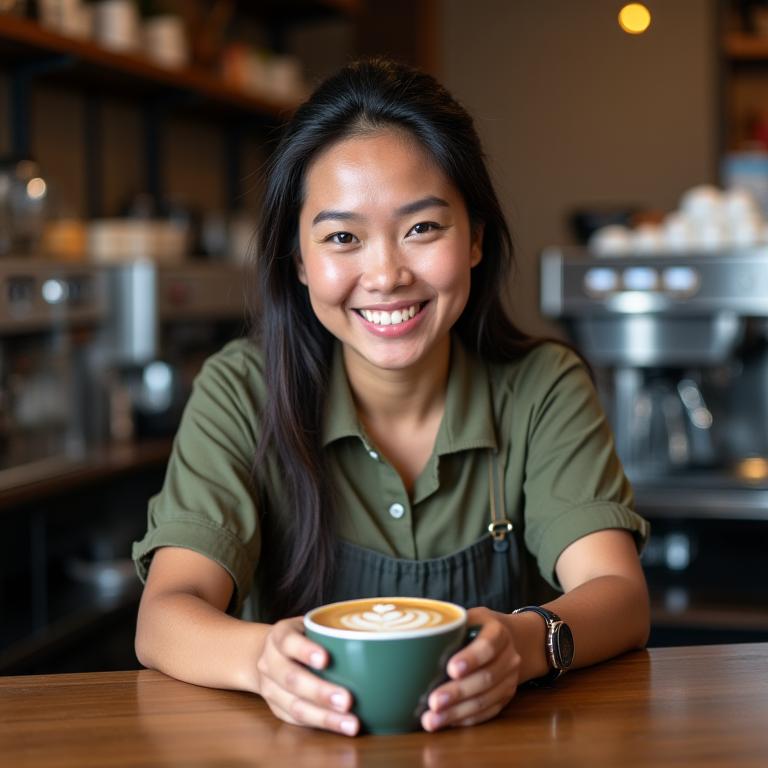 Head Barista, Aisha Rahman