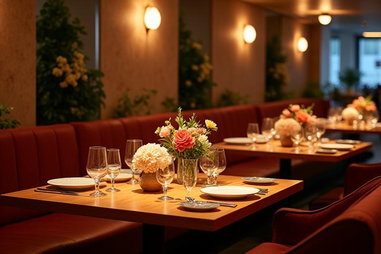 Intimate event setup inside Bunga Kopi cafe, with floral arrangements and soft lighting.